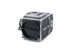 Hasselblad 500C/M (Silver, 10026) + Rapid Winding Crank (Chrome, 44016/TIRFC) + Standard Focusing Screen (42161) + A12 Film Magazine (Silver, 30074) + Waist Level Finder (Old / Silver, 42021)