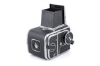 Hasselblad 500C/M (Silver, 10026) + Rapid Winding Crank (Chrome, 44016/TIRFC) + Standard Focusing Screen (42161) + A12 Film Magazine (Silver, 30074) + Waist Level Finder (Old / Silver, 42021)