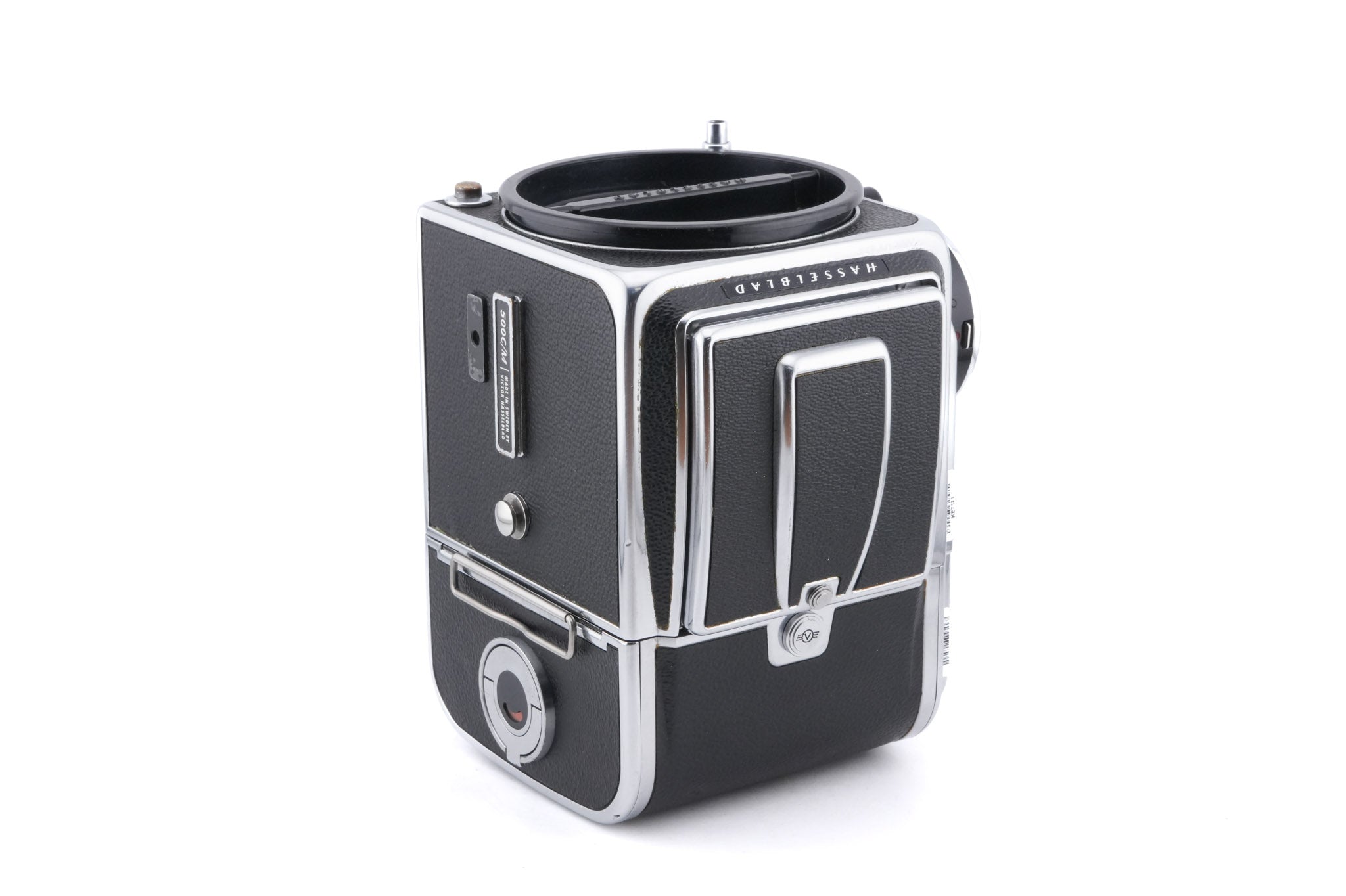 Hasselblad 500C/M (Silver, 10026) + Rapid Winding Crank (Chrome, 44016/TIRFC) + Standard Focusing Screen (42161) + A12 Film Magazine (Silver, 30074) + Waist Level Finder (Old / Silver, 42021)