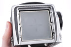 Hasselblad 500C/M (Silver, 10026) + Rapid Winding Crank (Chrome, 44016/TIRFC) + Standard Focusing Screen (42161) + A12 Film Magazine (Silver, 30074) + Waist Level Finder (Old / Silver, 42021)