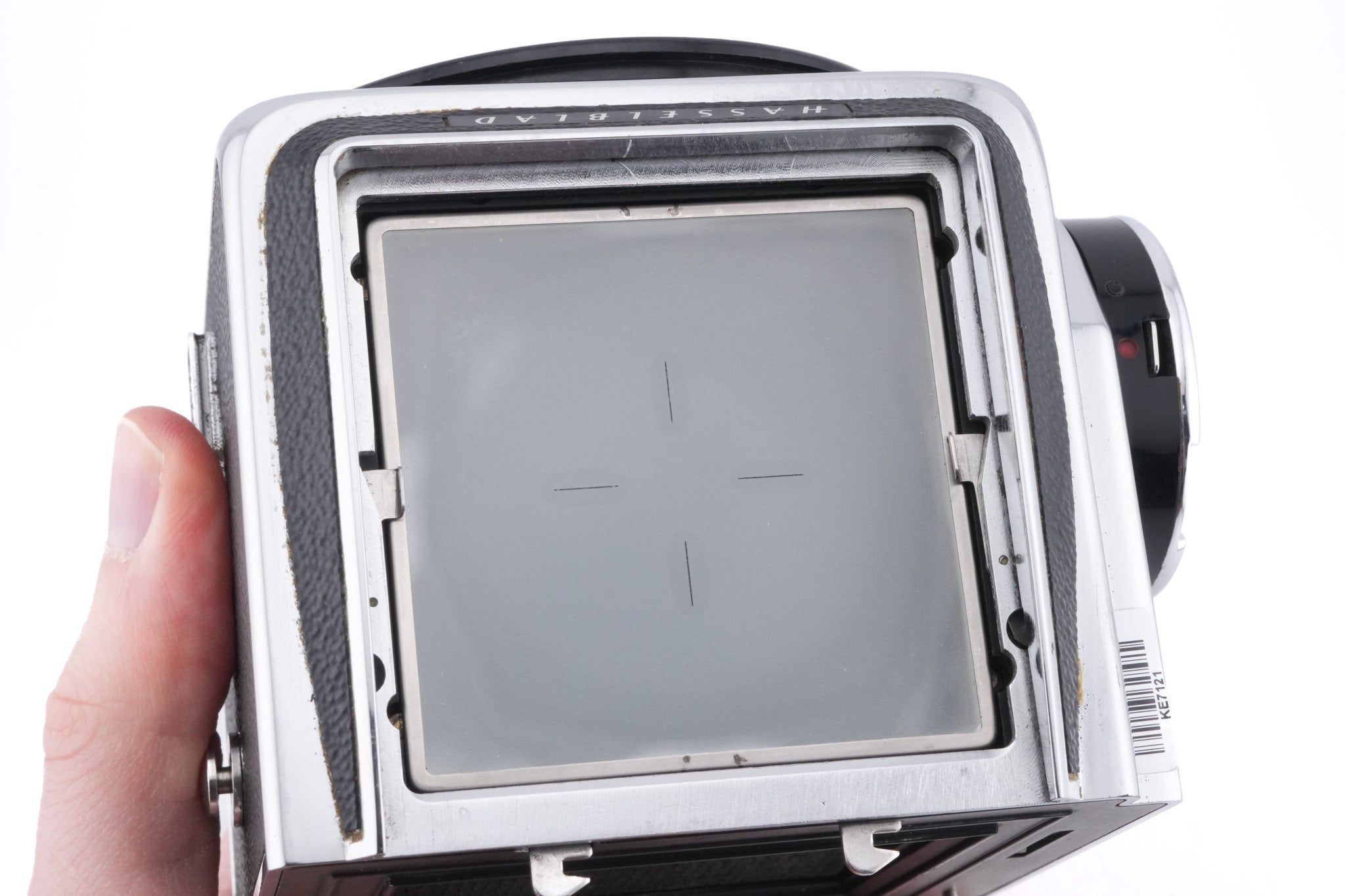 Hasselblad 500C/M (Silver, 10026) + Rapid Winding Crank (Chrome, 44016/TIRFC) + Standard Focusing Screen (42161) + A12 Film Magazine (Silver, 30074) + Waist Level Finder (Old / Silver, 42021)