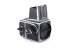 Hasselblad 500C/M (Silver, 10026) + Waist Level Finder (Old / Silver, 42021) + Rapid Winding Crank (44040) + A12 Film Magazine (Silver, 30074) + Standard Focusing Screen (42161)