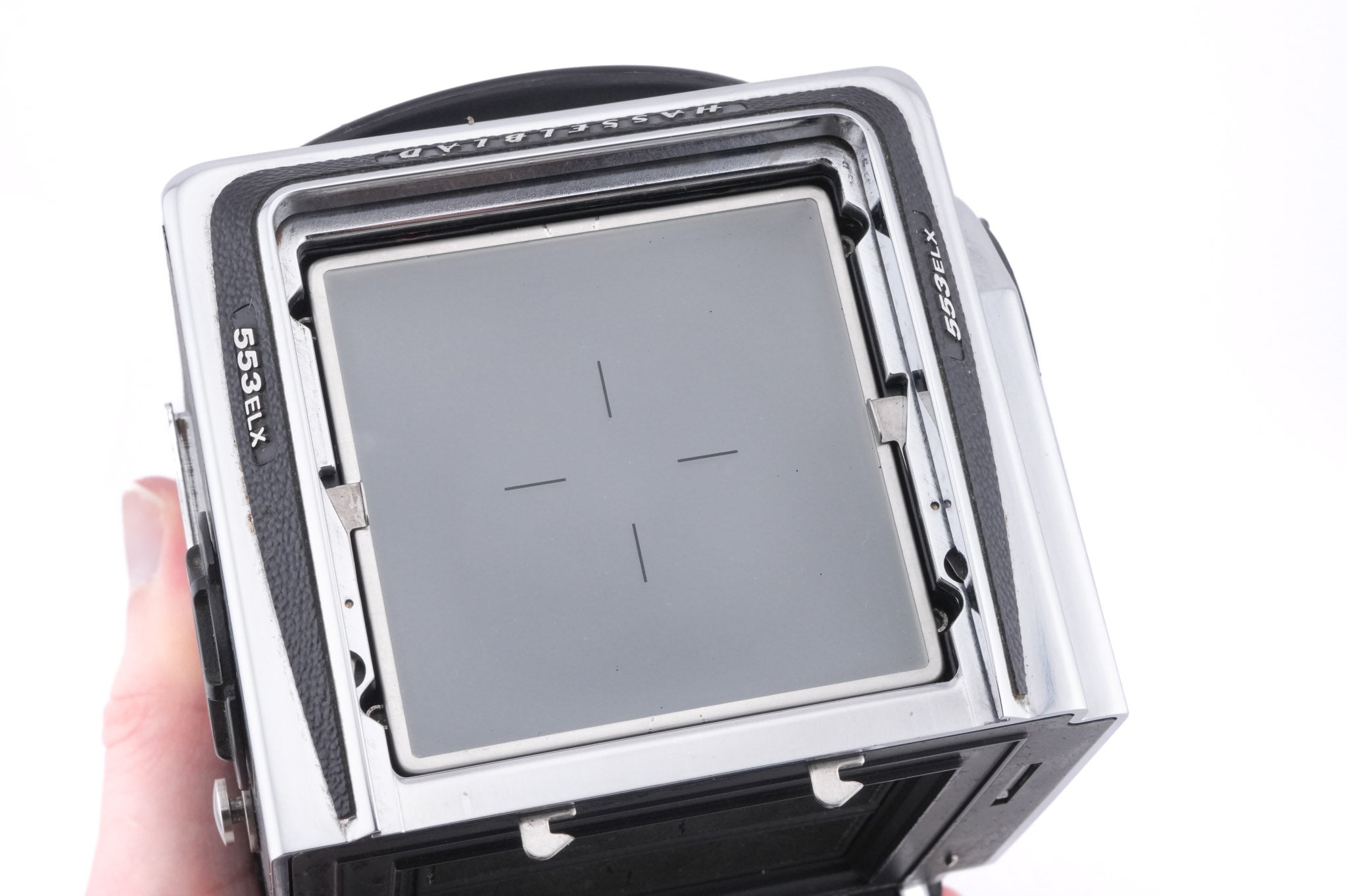 Hasselblad 553ELX (Silver, 10167) + Waist Level Finder (New / Chrome, 42315) + Standard Focusing Screen (42161)