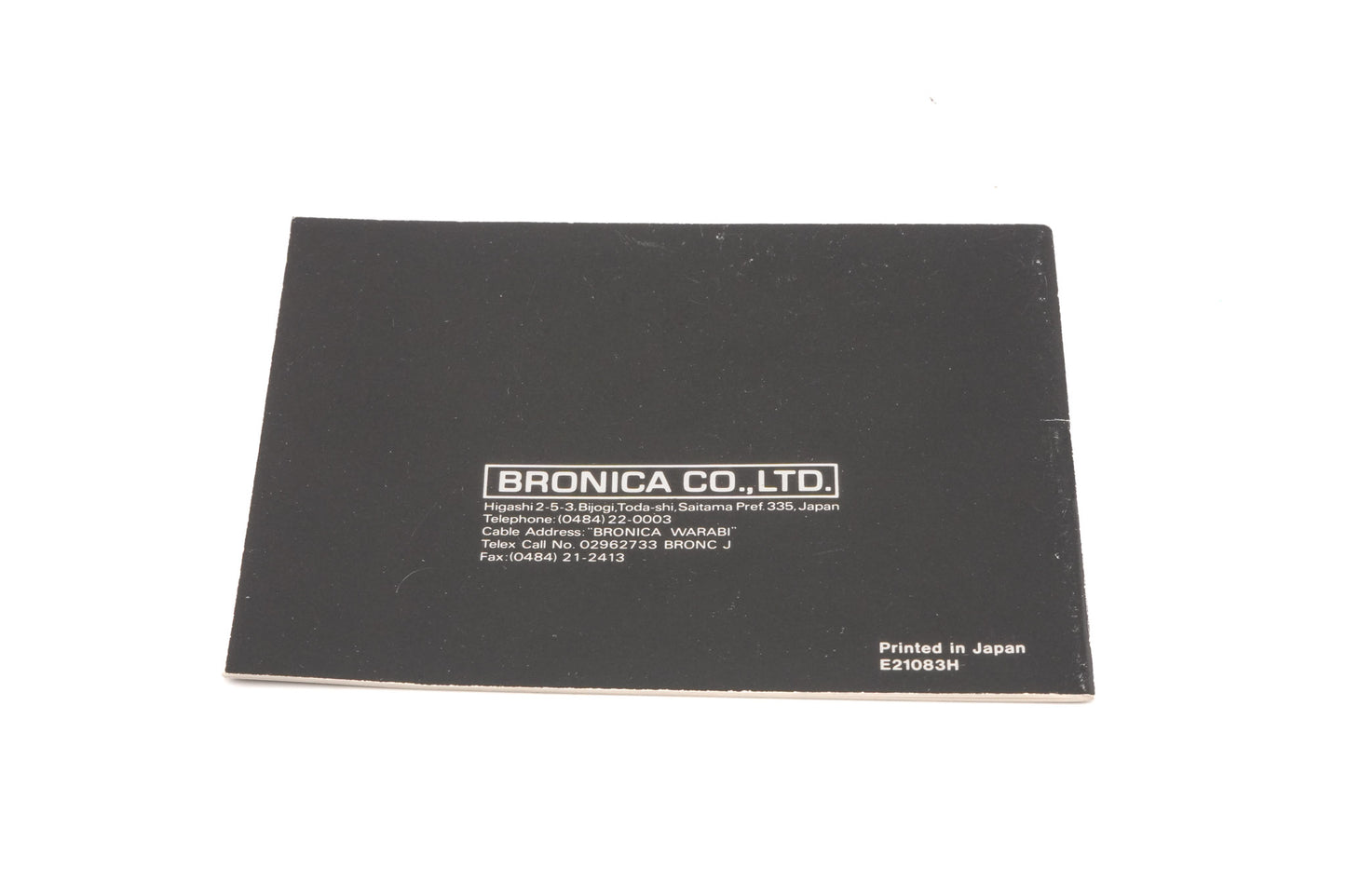 Zenza Bronica Film Back ETRS 135 (W&N) Instructions