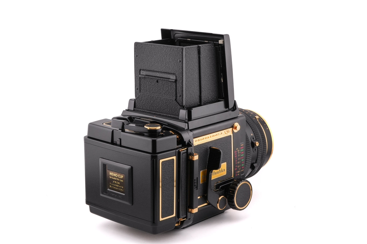 Mamiya RB67 Pro SD (Gold 50th Anniversary Edition) + 127mm f3.5 K/L L-A (Gold 50th Anniversary Edition) + 120 Pro-SD 6x7 Film Back (Gold 50th Anniversary Edition) + Waist Level Finder (Gold 50th Anniversary Edition)