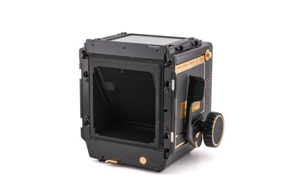 Mamiya RB67 Pro SD (Gold 50th Anniversary Edition) + 127mm f3.5 K/L L-A (Gold 50th Anniversary Edition) + 120 Pro-SD 6x7 Film Back (Gold 50th Anniversary Edition) + Waist Level Finder (Gold 50th Anniversary Edition)