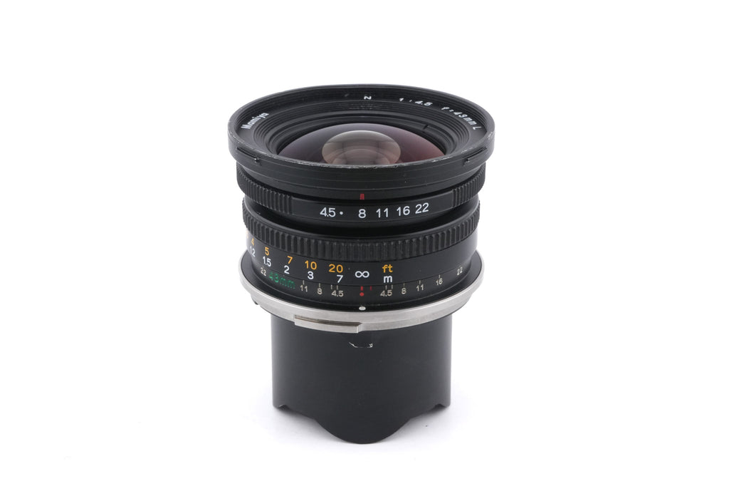 Mamiya 43mm f4.5 L N + Optical Viewfinder (43mm f4.5 L N) + 43mm f4.5 N L Lens Hood