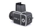 Hasselblad 500C/M (Silver, 10026) + Waist Level Finder (Old / Silver, 42021) + A12 Film Magazine (Silver, 30074) + 80mm f2.8 Planar T* CF (20029) + Standard Focusing Screen (42161)
