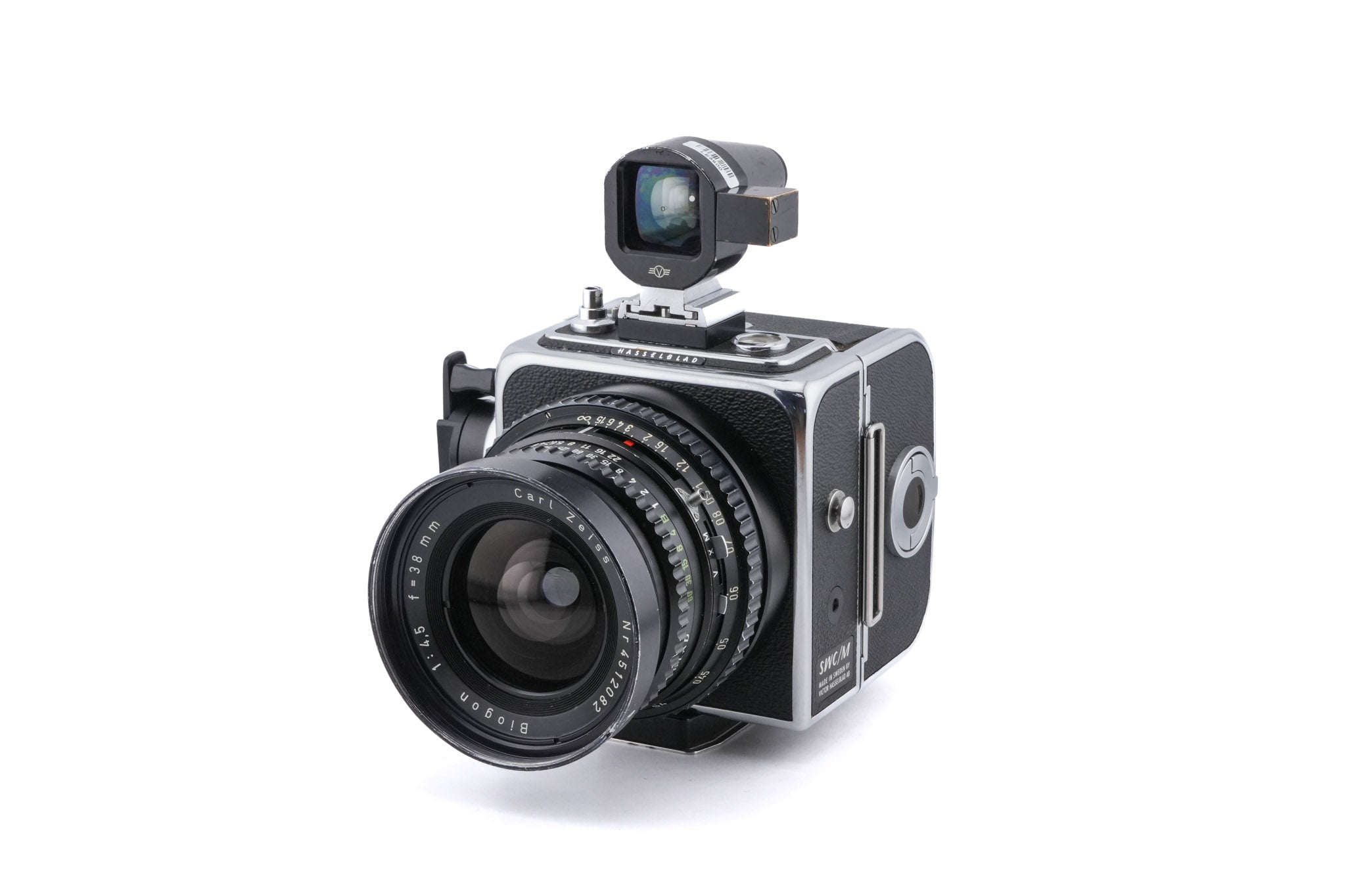 Hasselblad SWC/M (Biogon C T*) (Silver, 10049) + SWC Viewfinder (52035/TISOC) + A12 Film Magazine (Silver, 30074)