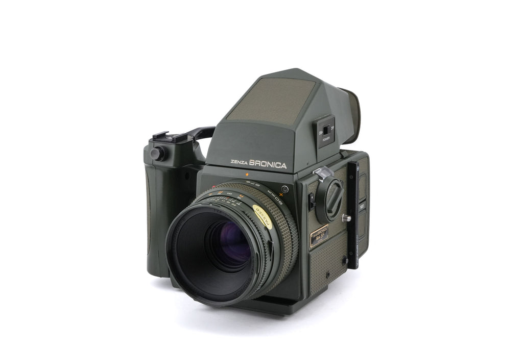 Zenza Bronica SQ-A SF (Safari) + Waist Level Finder SF (Safari) + Speed Grip S Winder SF (Safari) + SQ 6x6 120 Roll Film Back SF (Safari) + 80mm f2.8 Zenzanon-S SF (Safari) + AE Prism Finder S SF (Safari) + SQ Bellows Shade (Safari)