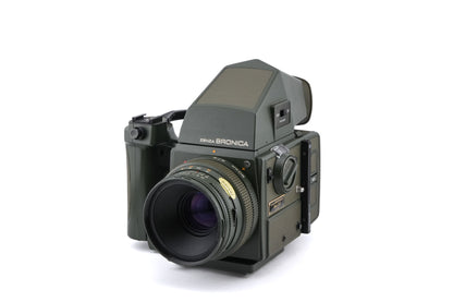 Zenza Bronica SQ-A SF (Safari) + Waist Level Finder SF (Safari) + Speed Grip S Winder SF (Safari) + SQ 6x6 120 Roll Film Back SF (Safari) + 80mm f2.8 Zenzanon-S SF (Safari) + AE Prism Finder S SF (Safari) + SQ Bellows Shade (Safari)