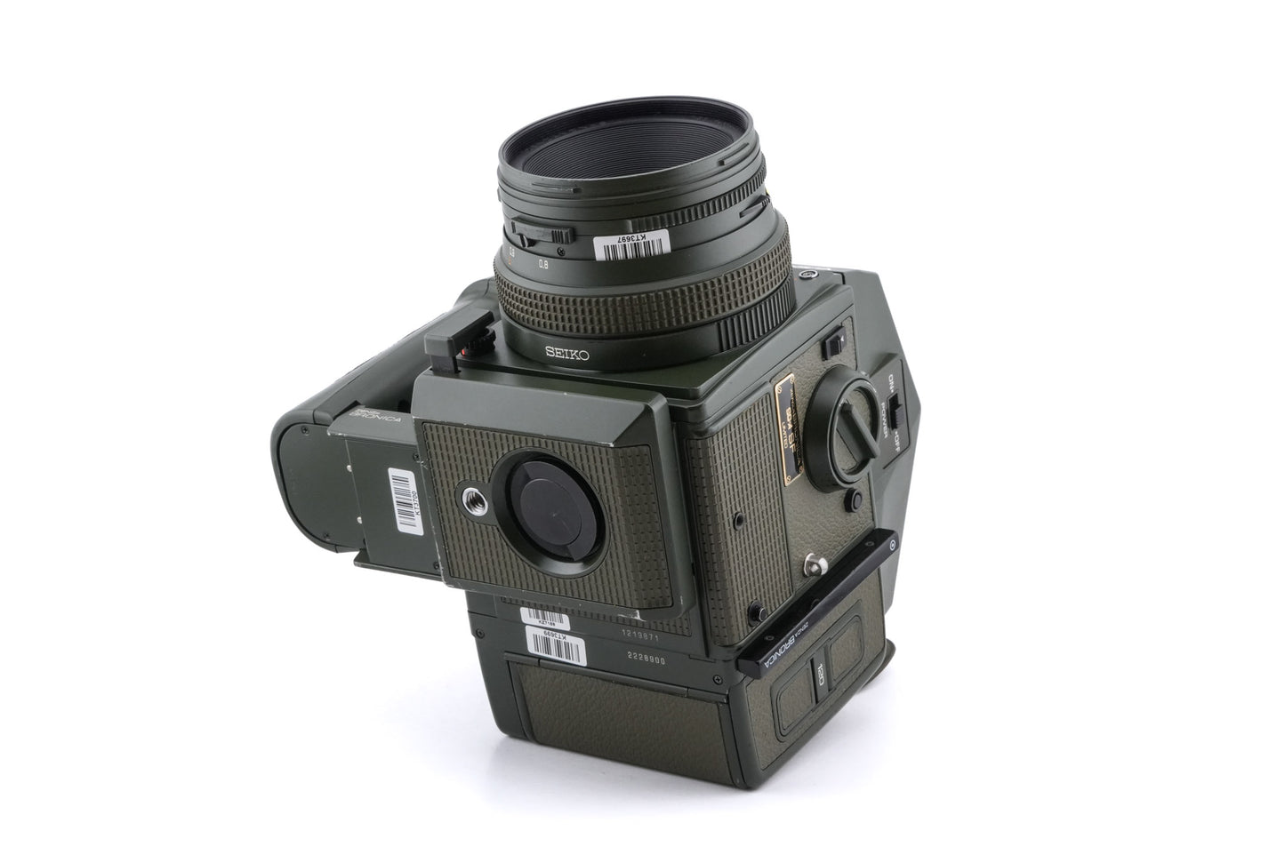 Zenza Bronica SQ-A SF (Safari) + Waist Level Finder SF (Safari) + Speed Grip S Winder SF (Safari) + SQ 6x6 120 Roll Film Back SF (Safari) + 80mm f2.8 Zenzanon-S SF (Safari) + AE Prism Finder S SF (Safari) + SQ Bellows Shade (Safari)