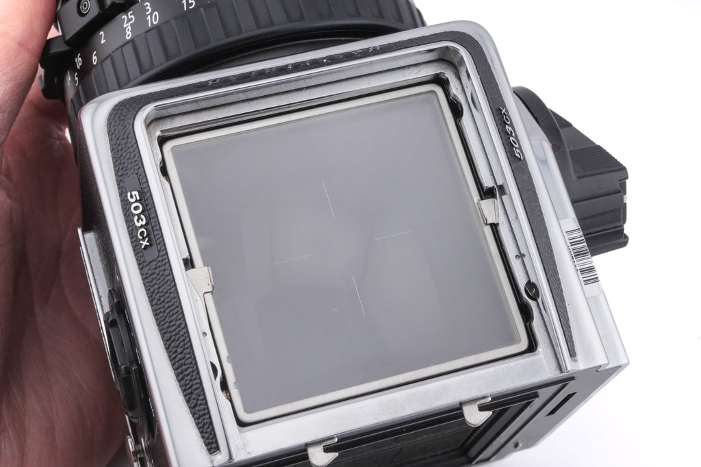 Hasselblad 503CX (Silver, 10026) + A12N Film Magazine + Waist Level Finder (New / Chrome, 42315) + Acute Matte D Standard Focusing Screen (42204) + 60mm f3.5 Distagon T* CFi