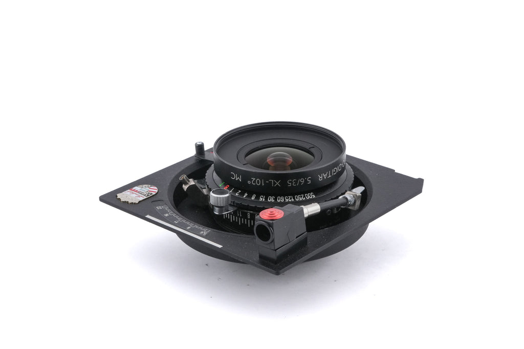Schneider-Kreuznach 35mm f5.6 Apo-Digitar XL (Shutter) + 99 x 96 mm Technika Recessed Lens Board (Compur #00)