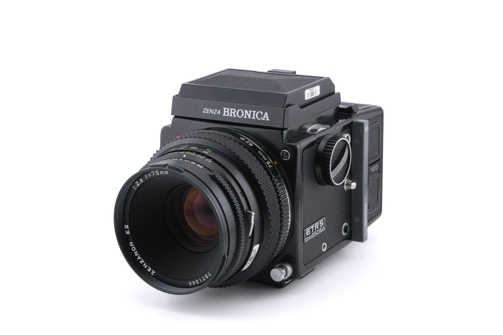 Zenza Bronica ETRS + 120 Film Back + 75mm f2.8 Zenzanon EII + Waist Level Finder