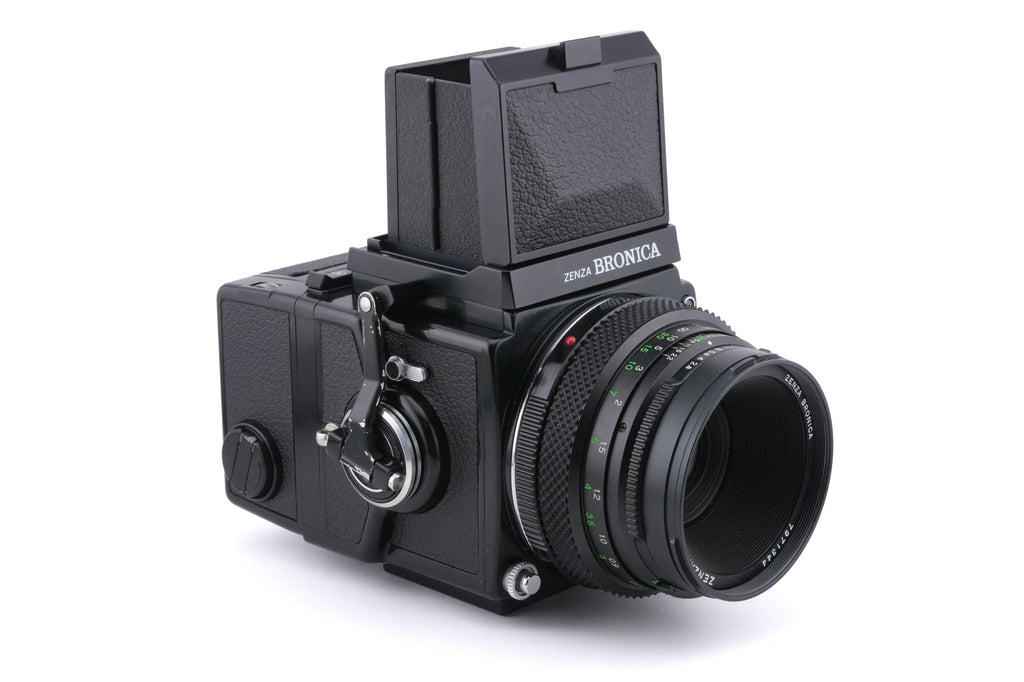 Zenza Bronica ETRS + 120 Film Back + 75mm f2.8 Zenzanon EII + Waist Level Finder