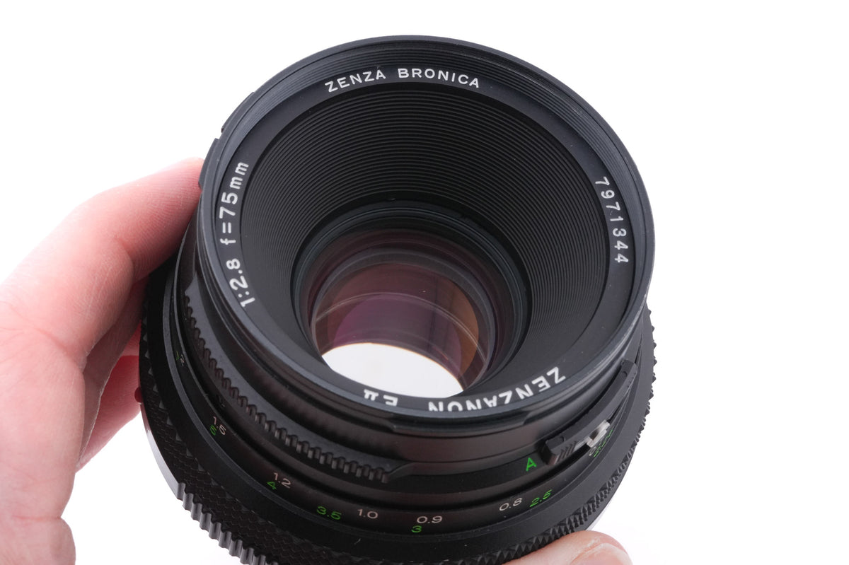 Zenza Bronica ETRS + 120 Film Back + 75mm f2.8 Zenzanon EII + Waist Level Finder