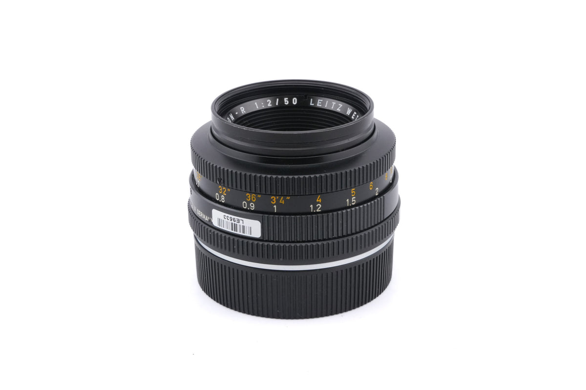 Leica 50mm f2 Summicron-R (Type I) (2-Cam) (11228) + Lens Hood (35mm f2.8 R / 50mm f2 R) (12564)