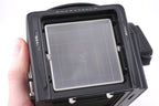 Hasselblad 501C (11045) + Waist Level Finder (New / Black, 42323) + A12N Film Magazine (30213) + Acute Matte Grid / Split Image Focusing Screen (42170)