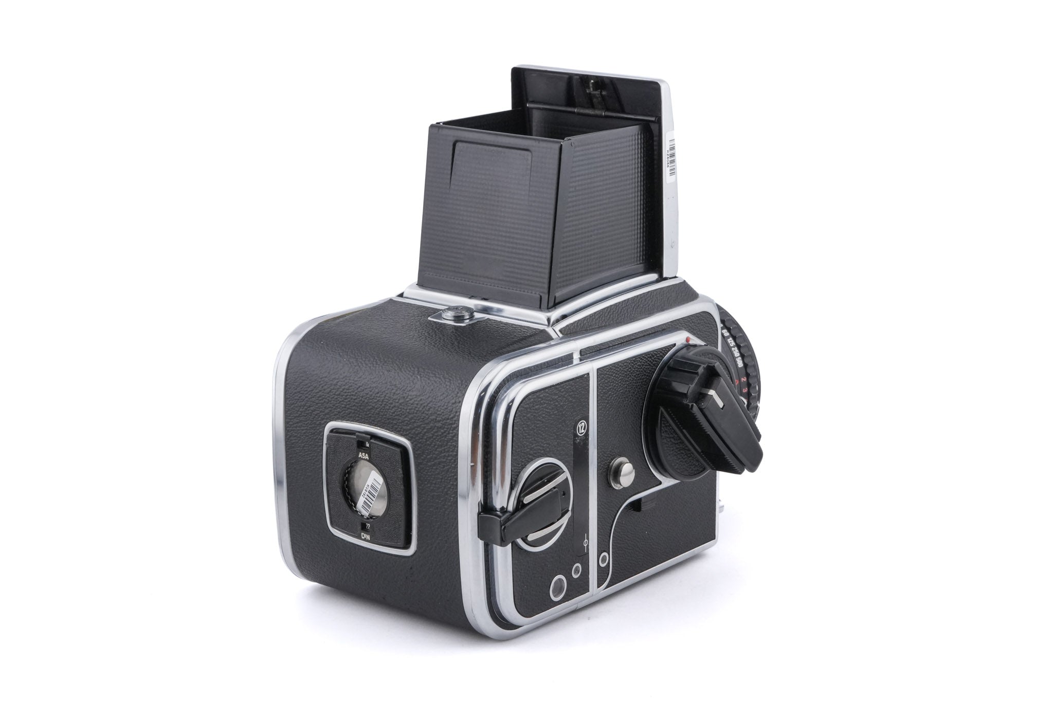 Hasselblad 500C/M (Silver, 10026) + Waist Level Finder (Old / Silver, 42021) + A12 Film Magazine (Silver, 30074) + 80mm f2.8 Planar T* C (Black, 20028) + Checked Focusing Screen with Central Grid (42250)