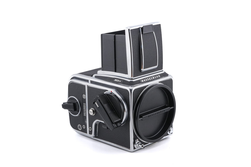 Hasselblad 503CX (Silver, 10026) + A12N Film Magazine + Waist Level Finder (New / Chrome, 42315) + Acute Matte Focusing Screen (42165)