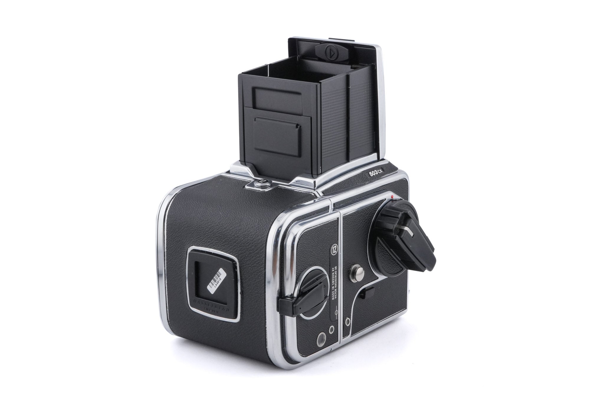 Hasselblad 503CX (Silver, 10026) + A12N Film Magazine + Waist Level Finder (New / Chrome, 42315) + Acute Matte Focusing Screen (42165)