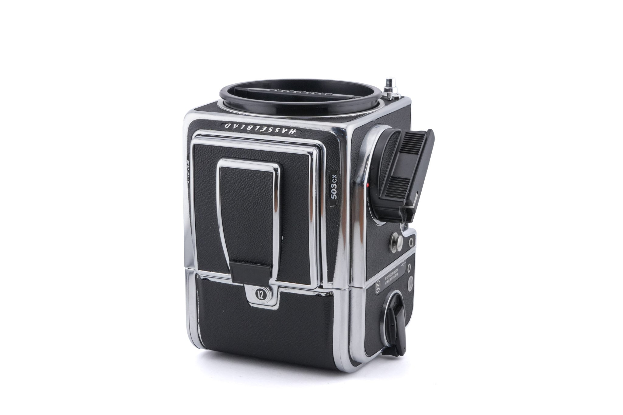 Hasselblad 503CX (Silver, 10026) + A12N Film Magazine + Waist Level Finder (New / Chrome, 42315) + Acute Matte Focusing Screen (42165)