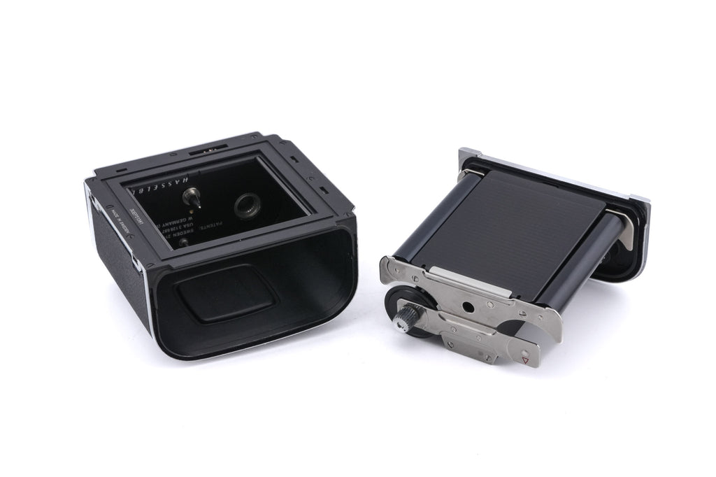 Hasselblad 503CX (Silver, 10026) + A12N Film Magazine + Waist Level Finder (New / Chrome, 42315) + Acute Matte Focusing Screen (42165)