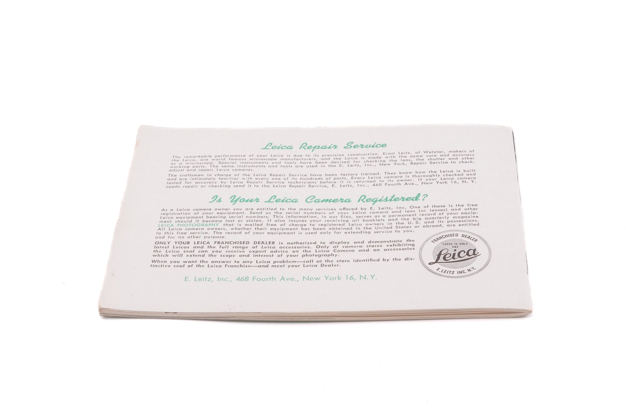 Leica General Instructions For LTM M39 Leicas