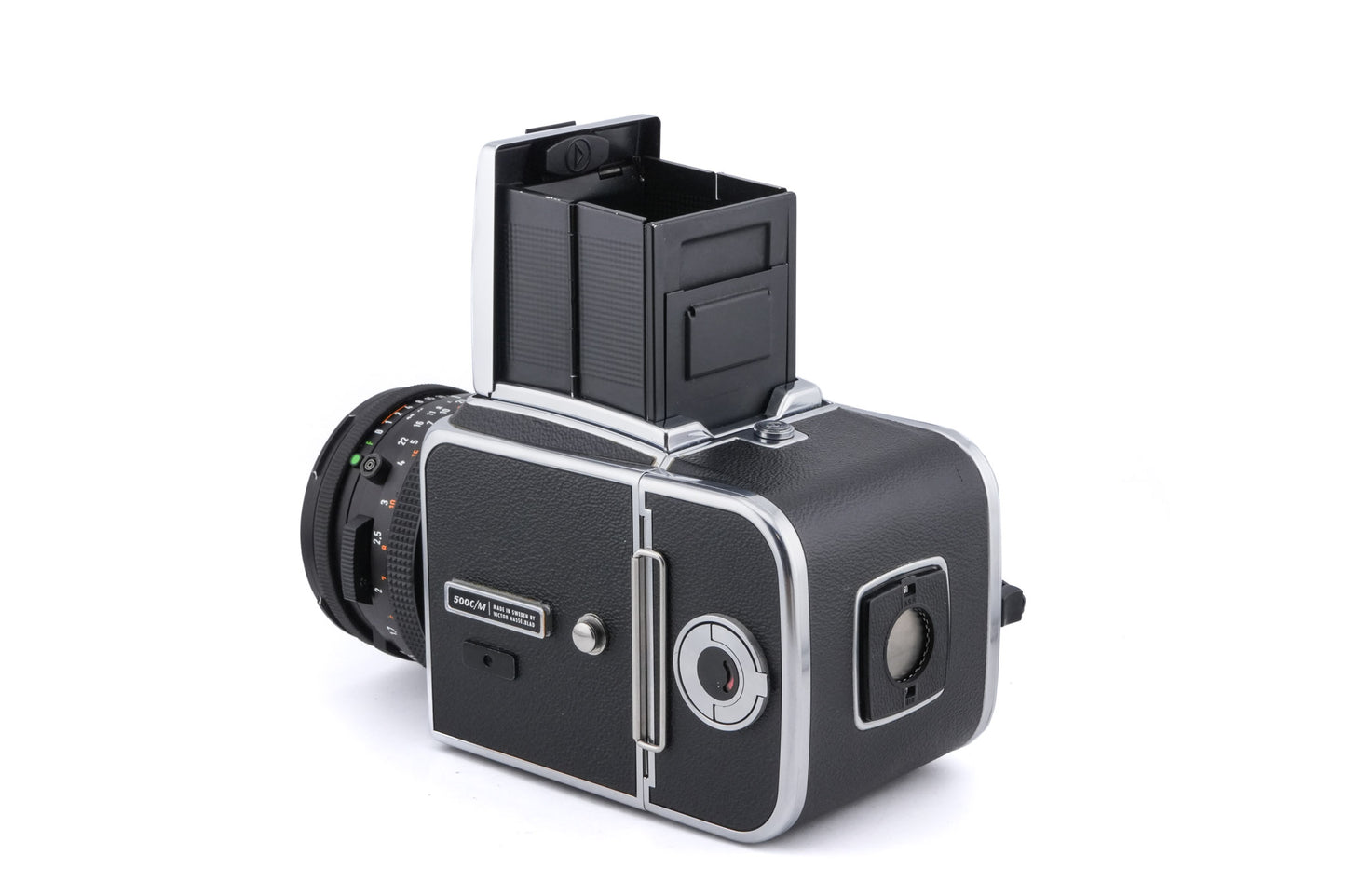 Hasselblad 500C/M (Silver, 10026) + A12 Film Magazine (Silver, 30074) + 80mm f2.8 Planar T* CF (20029) + Waist Level Finder (New / Chrome, 42315) + Standard Focusing Screen (42161)