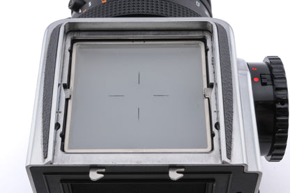 Hasselblad 500C/M (Silver, 10026) + A12 Film Magazine (Silver, 30074) + 80mm f2.8 Planar T* CF (20029) + Waist Level Finder (New / Chrome, 42315) + Standard Focusing Screen (42161)