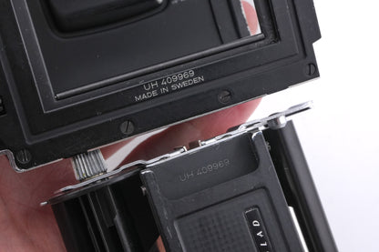 Hasselblad 500C/M (Silver, 10026) + A12 Film Magazine (Silver, 30074) + 80mm f2.8 Planar T* CF (20029) + Waist Level Finder (New / Chrome, 42315) + Standard Focusing Screen (42161)