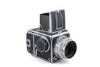 Hasselblad 1000F (8012) + Waist Level Finder (FUJUC) + 80mm f2.8 Tessar T Opton (OBTU / 8055) + 12 Film Magazine