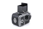 Hasselblad 1000F (8012) + Waist Level Finder (FUJUC) + 80mm f2.8 Tessar T Opton (OBTU / 8055) + 12 Film Magazine