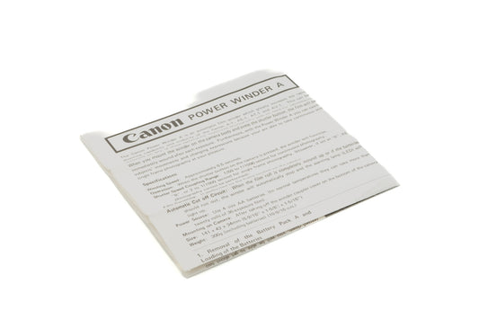 Canon Power Winder A Data Sheet