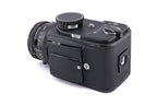 Hasselblad 500C/M (Black, 10170) + 80mm f2.8 Planar T* CF (20029) + Waist Level Finder (Old / Black, 42277) + Standard Winding Knob (44024) + A12 Film Magazine (Black, 30147) + Standard Focusing Screen (42161)