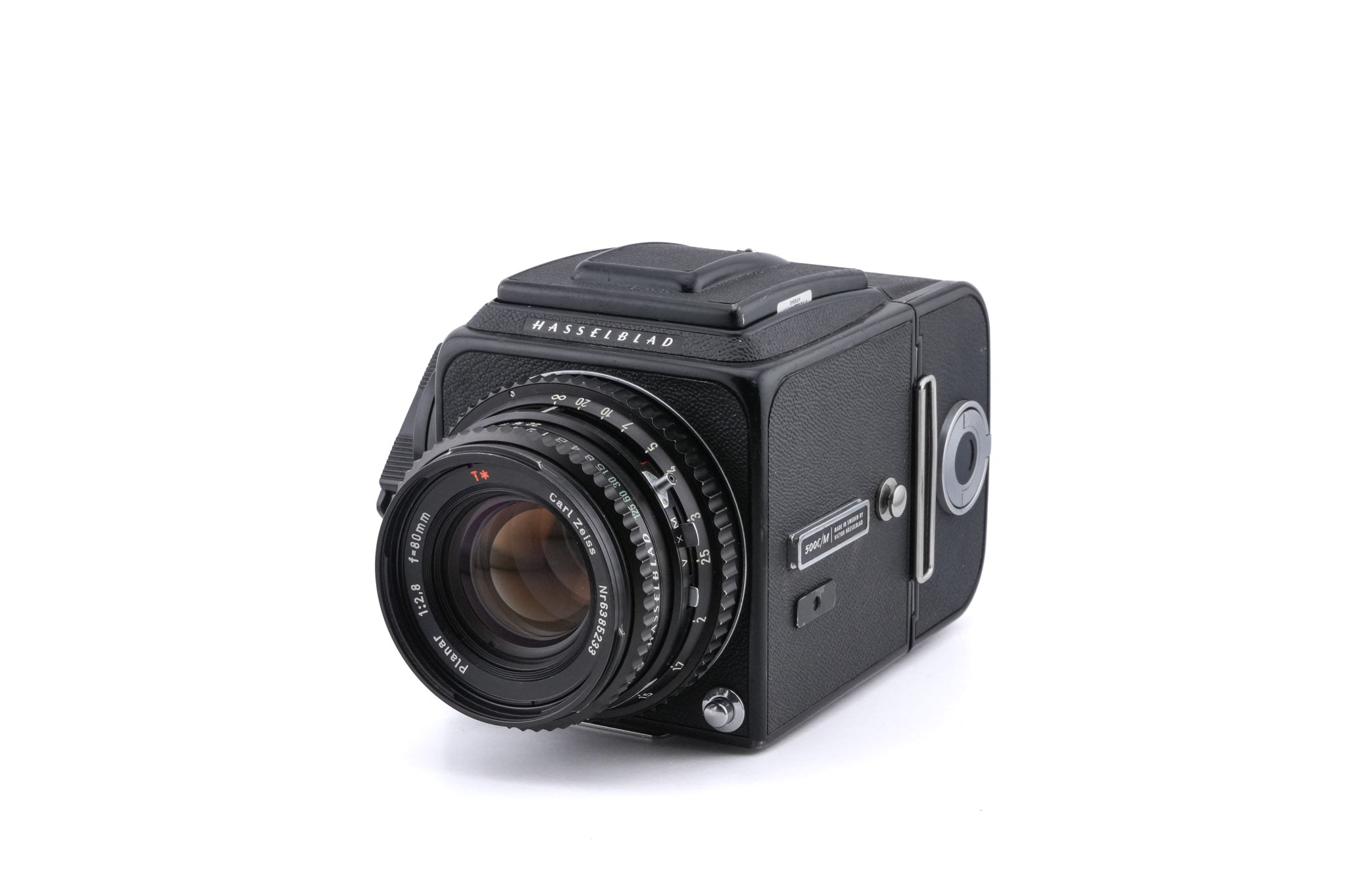 Hasselblad 500C/M (Black, 10170) + Waist Level Finder (Old / Black, 42277) + Standard Focusing Screen (42161) + A12 Film Magazine (Black, 30147) + 80mm f2.8 Planar T* C (Black, 20028)