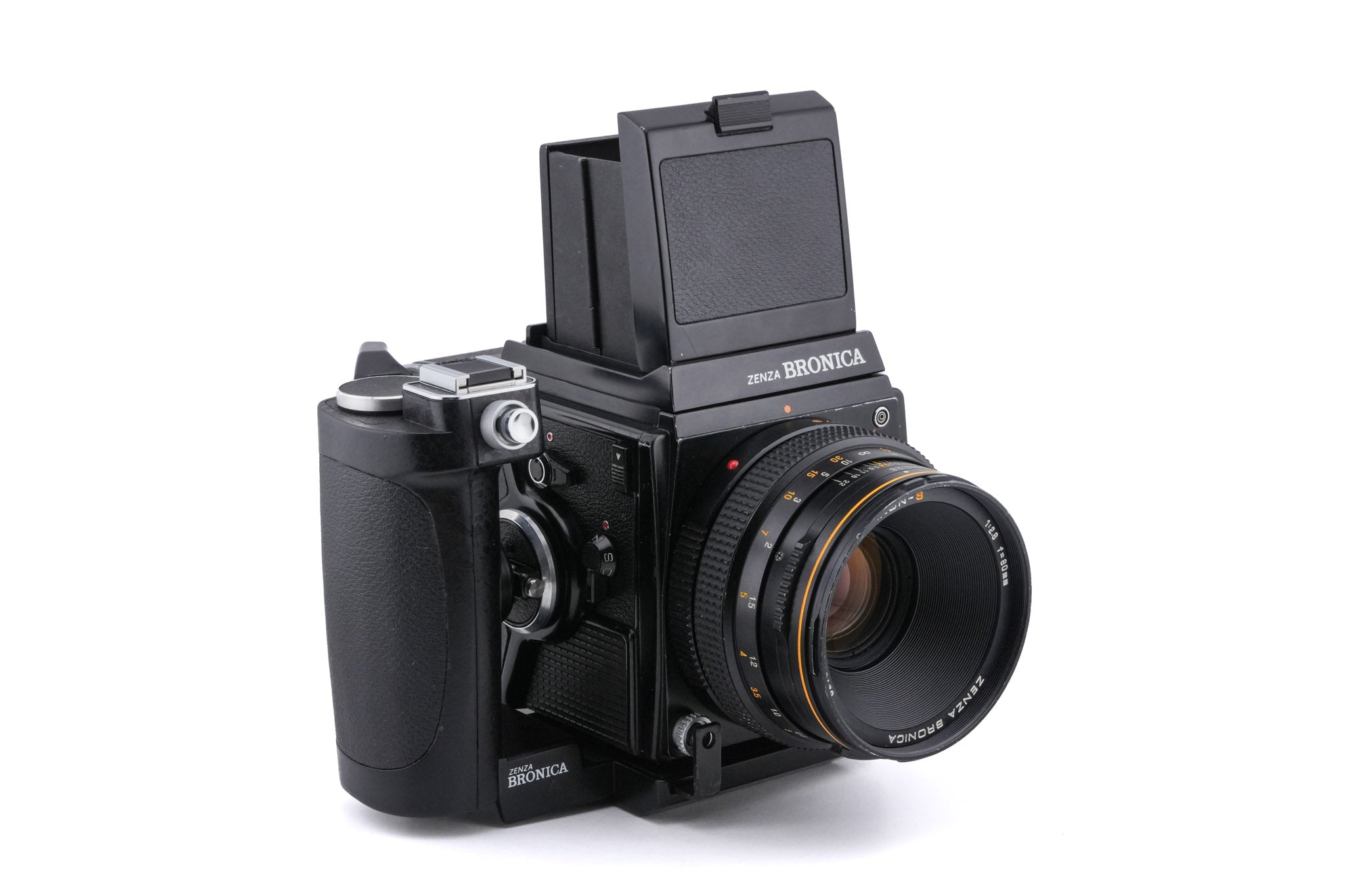 Zenza Bronica SQ-A + Waist Level Finder + SQ 6x6 120 Roll Film Back + 80mm f2.8 Zenzanon-S + Speed Grip S Winder