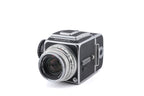Hasselblad 500C/M (Silver, 10026) + Waist Level Finder (Old / Silver, 42021) + Focusing Screen with Split-Image Rangefinder (42188) + 80mm f2.8 Planar T* C (Silver, 20028) + A12 Film Magazine (Silver, 30074)