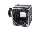 Hasselblad 500C/M (Silver, 10026) + Waist Level Finder (Old / Silver, 42021) + Focusing Screen with Split-Image Rangefinder (42188) + 80mm f2.8 Planar T* C (Silver, 20028) + A12 Film Magazine (Silver, 30074)