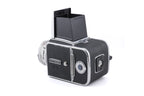 Hasselblad 500C/M (Silver, 10026) + 80mm f2.8 Planar T* C (Silver, 20028) + Waist Level Finder (Old / Silver, 42021) + Standard Focusing Screen (42161) + A12 Film Magazine (Silver, 30074)