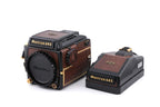 Mamiya M645 1000S (Golden Lizard/Jubilee) + Waist Level Finder S (Golden Lizard/Jubilee) + AE Prism Finder (Golden Lizard/Jubilee)