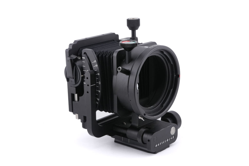 Hasselblad FlexBody (72109) + Stray Light Protection Slide (72411) + Film Format 4x5 Mask  (41151) + Open L-Connector (50776) + Focusing Screen Adapter (72405) + Reflex Viewfinder RMfx (72530) + FlexBody Cable Release (72513) + 10° Correction Slide (72413