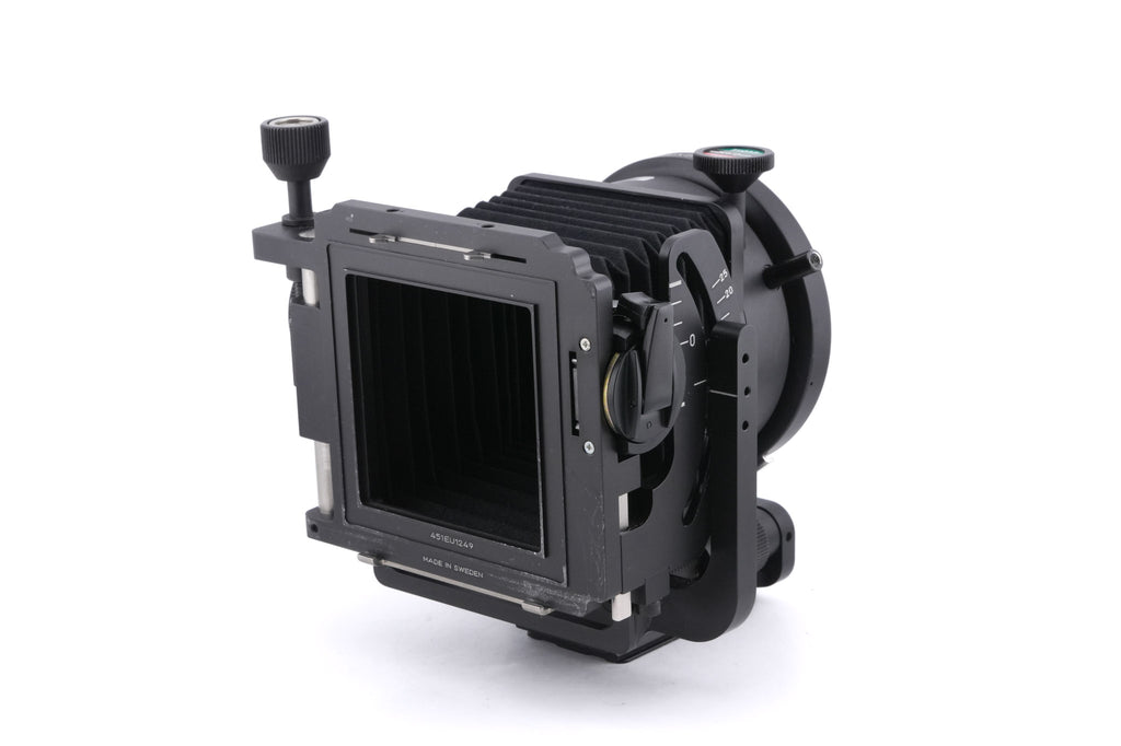 Hasselblad FlexBody (72109) + Stray Light Protection Slide (72411) + Film Format 4x5 Mask  (41151) + Open L-Connector (50776) + Focusing Screen Adapter (72405) + Reflex Viewfinder RMfx (72530) + FlexBody Cable Release (72513) + 10° Correction Slide (72413