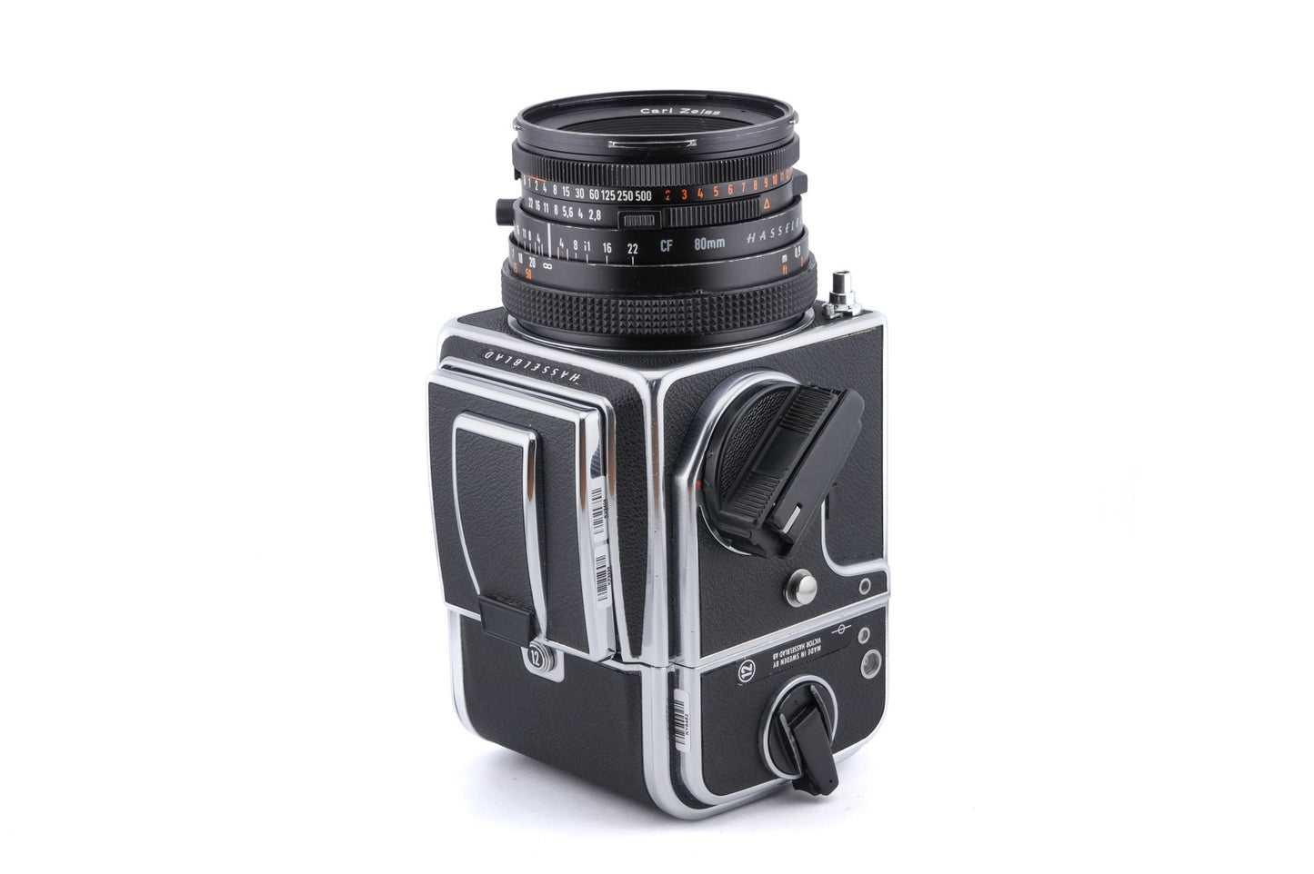 Hasselblad 500C/M (Silver, 10026) + Waist Level Finder (New / Chrome, 42315) + A12N Film Magazine + 80mm f2.8 Planar T* CF (20029) + Standard Focusing Screen (42161)