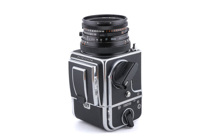 Hasselblad 500C/M (Silver, 10026) + Waist Level Finder (New / Chrome, 42315) + A12N Film Magazine + 80mm f2.8 Planar T* CF (20029) + Standard Focusing Screen (42161)