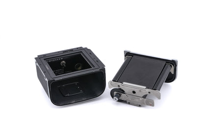 Hasselblad 500C/M (Silver, 10026) + Waist Level Finder (New / Chrome, 42315) + A12N Film Magazine + 80mm f2.8 Planar T* CF (20029) + Standard Focusing Screen (42161)