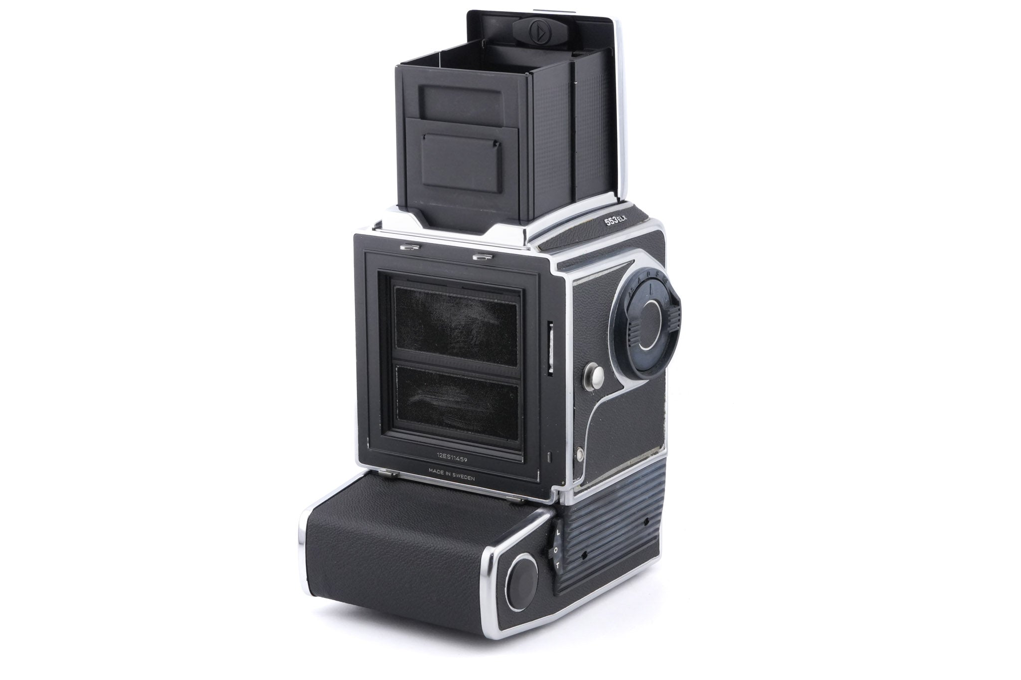 Hasselblad 553ELX (Silver, 10167) + Waist Level Finder (New / Chrome, 42315) + Checked Focusing Screen With Central Grid (42250)