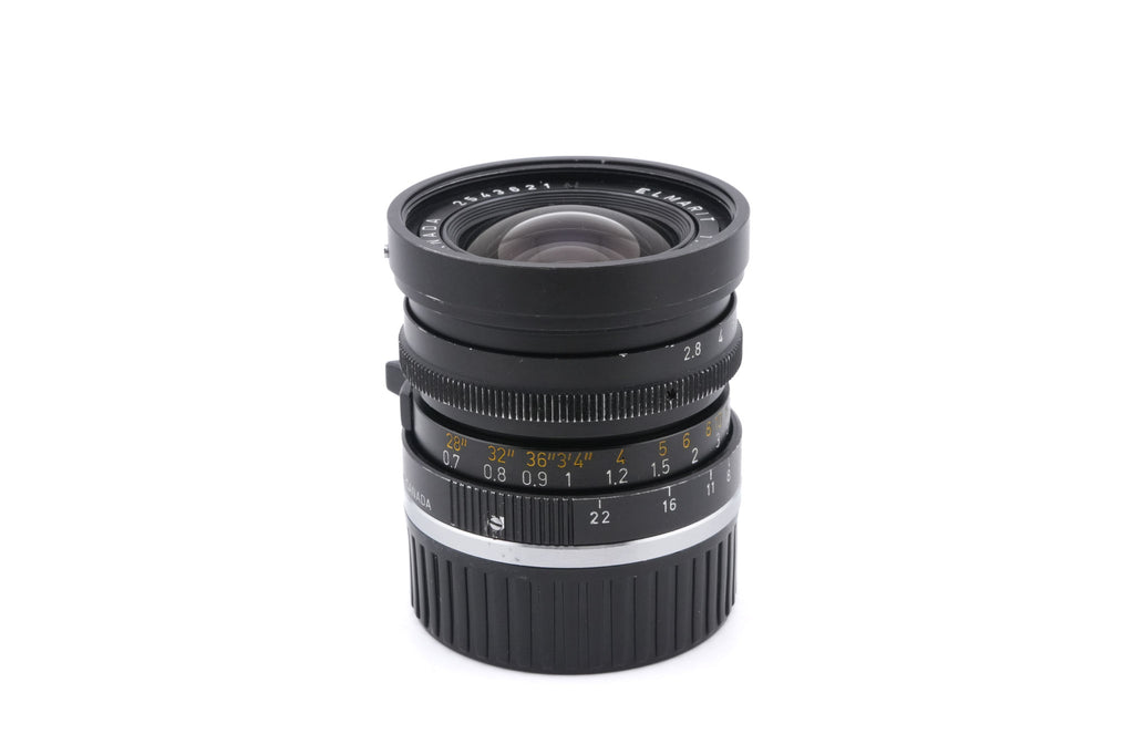 Leica 28mm f2.8 Elmarit (Type II) (11802) + Lens Hood (21mm f3.4 / 28mm f2.8) (12501)