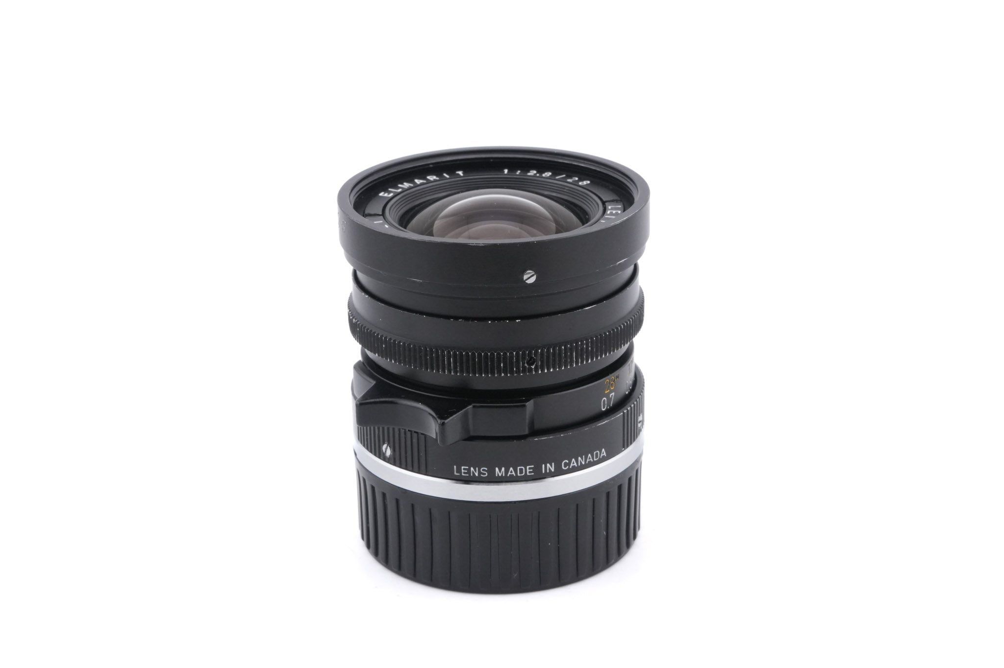 Leica 28mm f2.8 Elmarit (Type II) (11802) + Lens Hood (21mm f3.4 / 28mm f2.8) (12501)